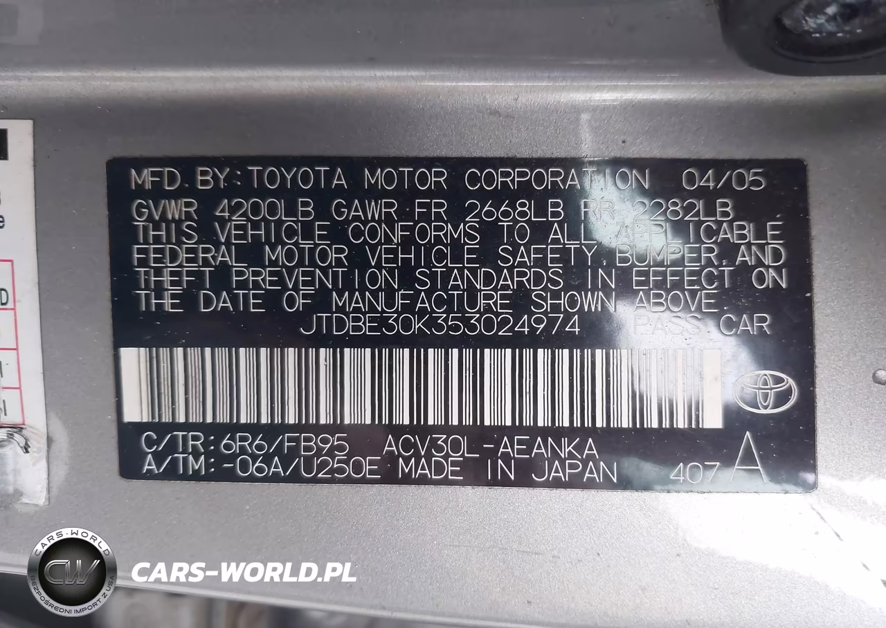 2005 Toyota Camry Le VIN:JTDBE30K353024974 - 9