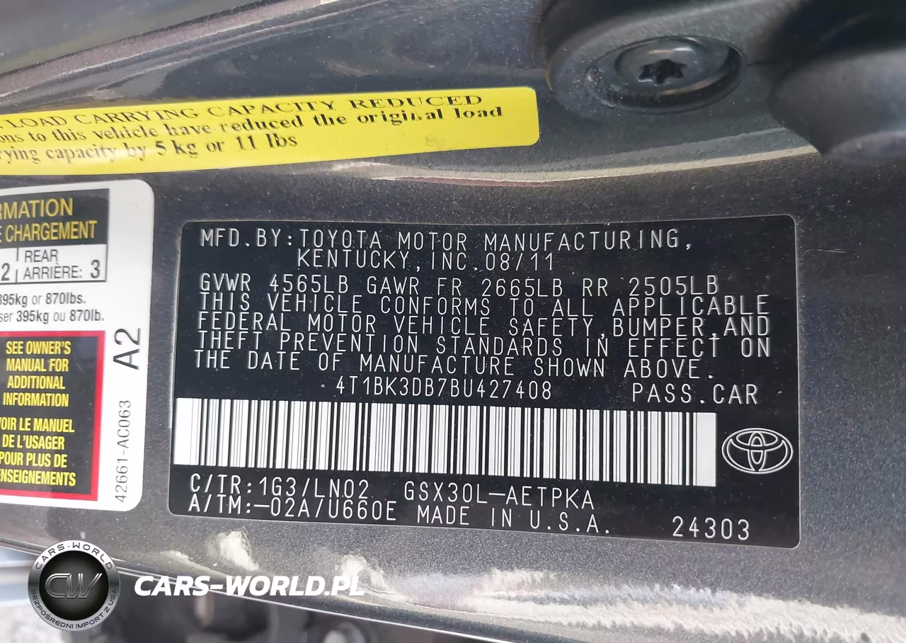 2011 Toyota Avalon Limited VIN:4T1BK3DB7BU427408 - 9