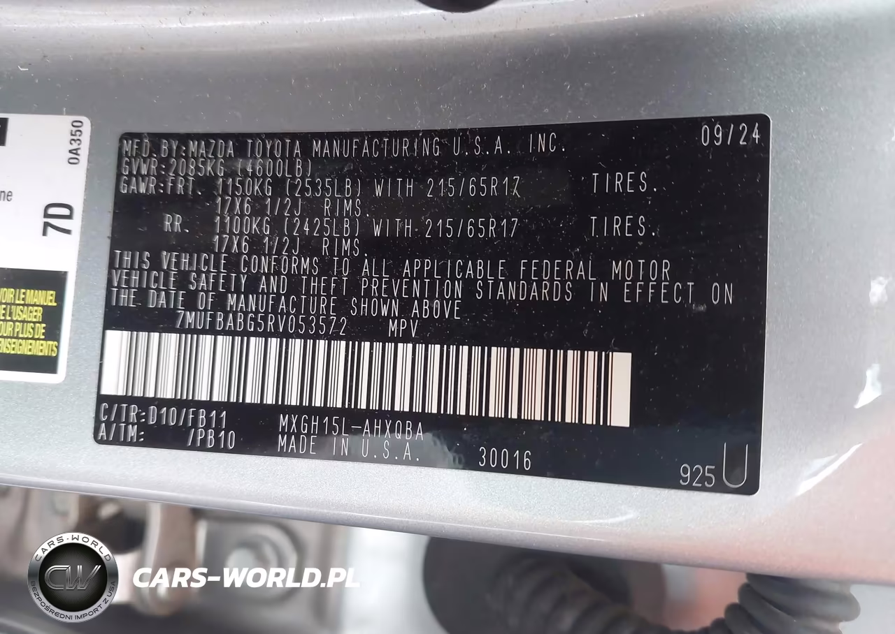2024 Toyota Corolla Cross Hybrid S VIN:7MUFBABG5RV053572 - 9