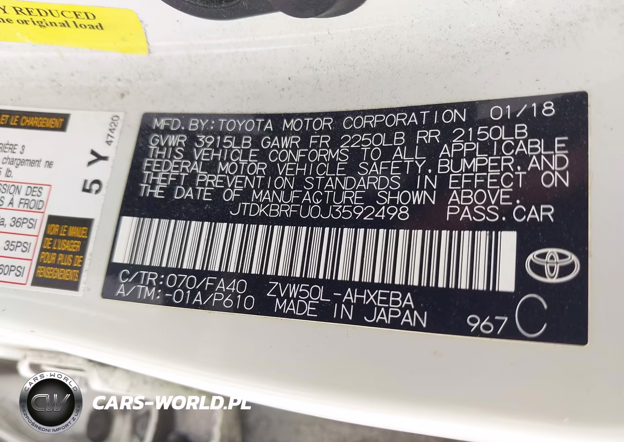 2018 Toyota Prius Two VIN:JTDKBRFU0J3592498 - 9
