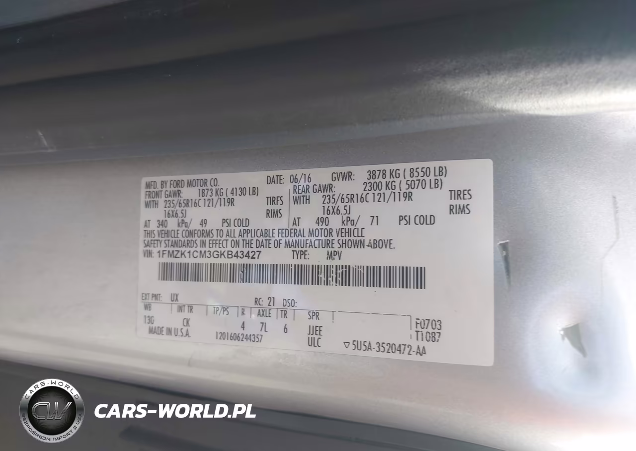 2016 Ford Transit-150 Xlt VIN:1FMZK1CM3GKB43427 - 9