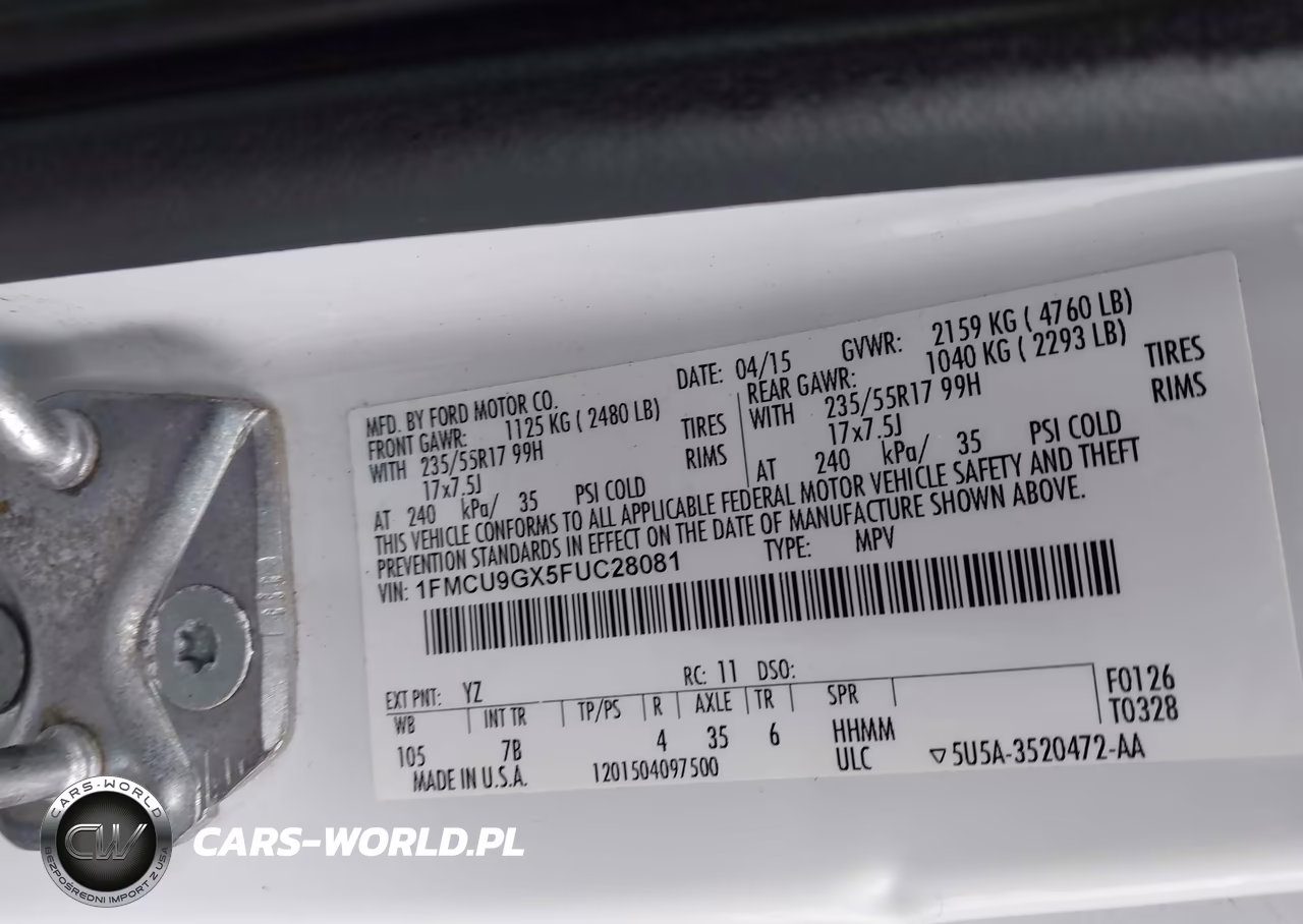 2015 Ford Escape Se VIN:1FMCU9GX5FUC28081 - 9