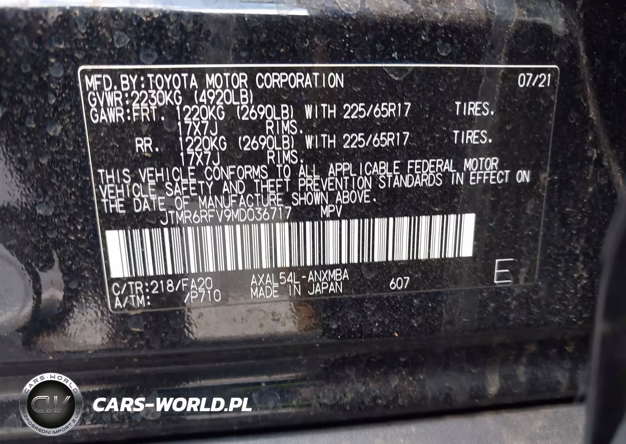 2021 Toyota Rav4 Hybrid Xle VIN:JTMR6RFV9MD036717 - 9