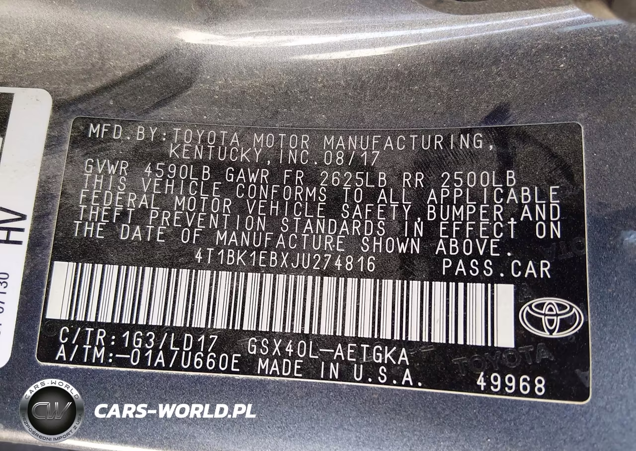 2018 Toyota Avalon Xle VIN:4T1BK1EBXJU274816 - 9