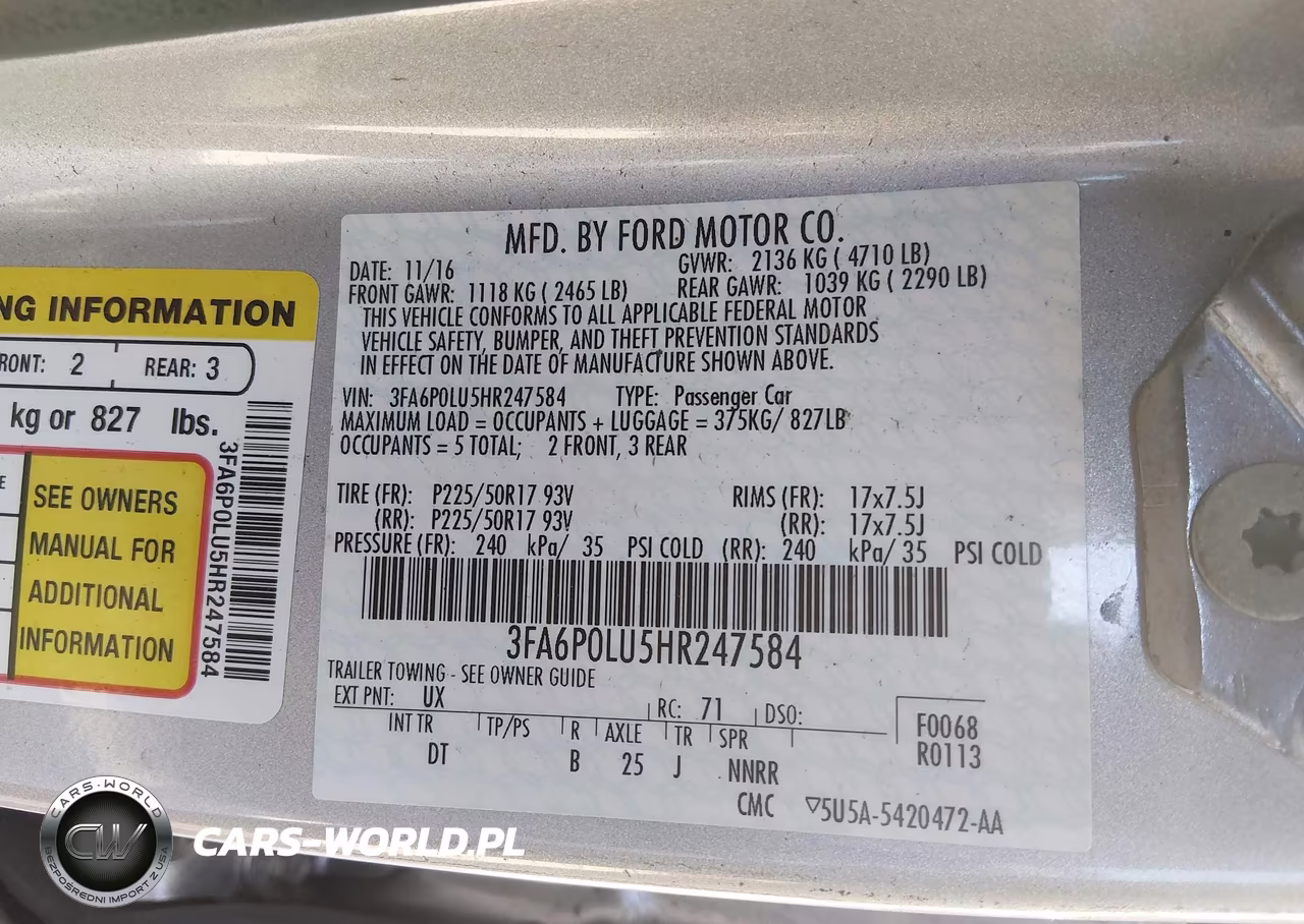 2017 Ford Fusion Hybrid Se VIN:3FA6P0LU5HR247584 - 9