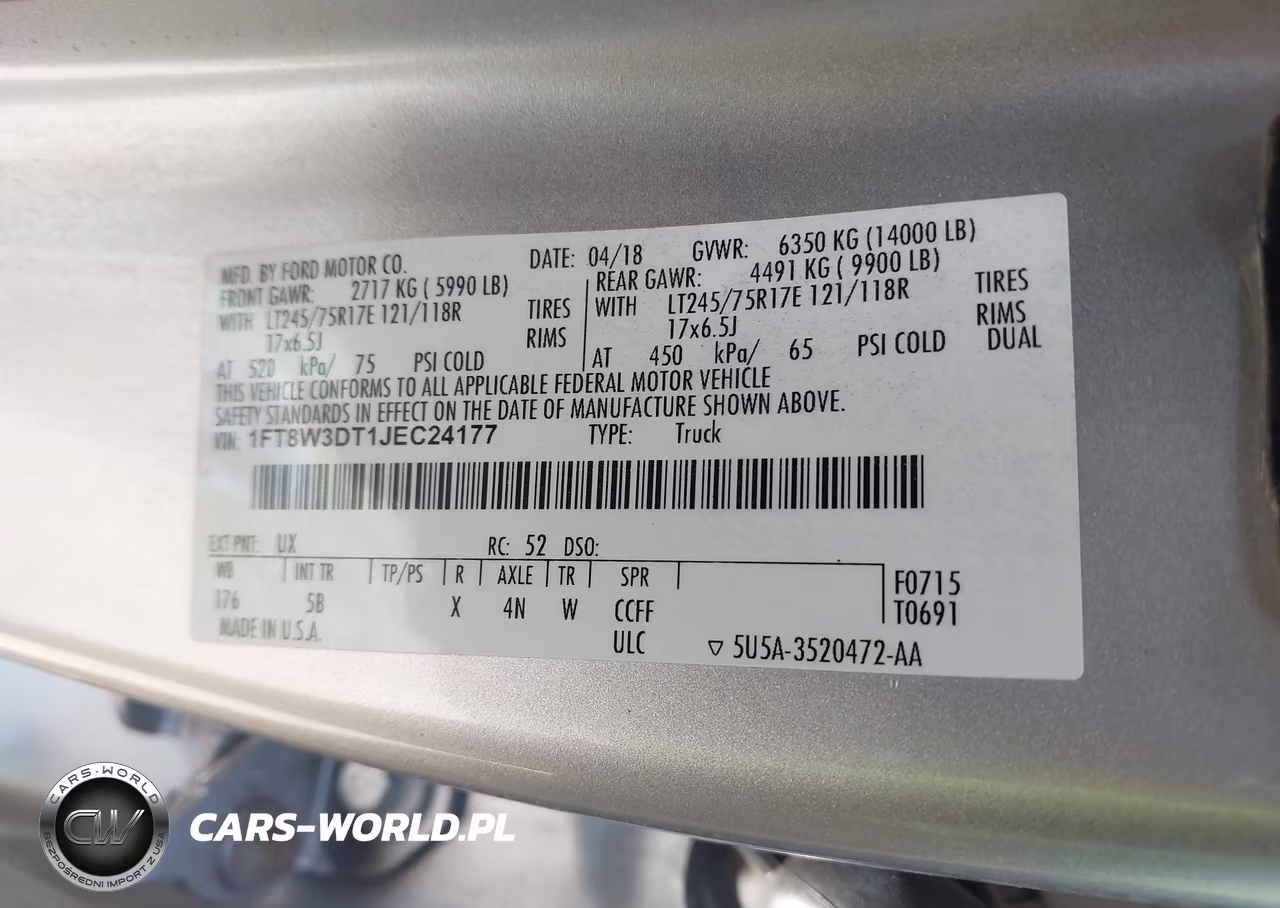 2018 Ford F-350 Lariat VIN:1FT8W3DT1JEC24177 - 8
