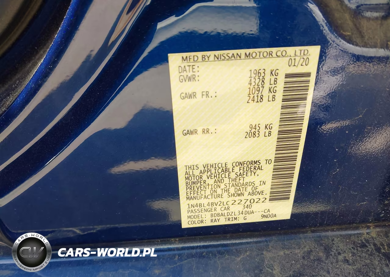 2020 Nissan Altima S Fwd VIN:1N4BL4BV2LC227022 - 9