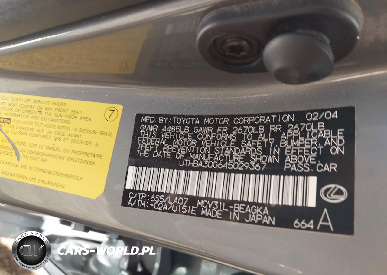 2004 Lexus Es 330 VIN:JTHBA30G645029367 - 9