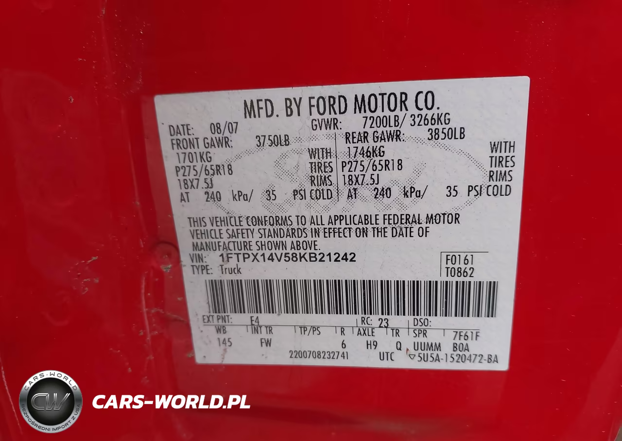 2008 Ford F-150 Xlt VIN:1FTPX14V58KB21242 - 9