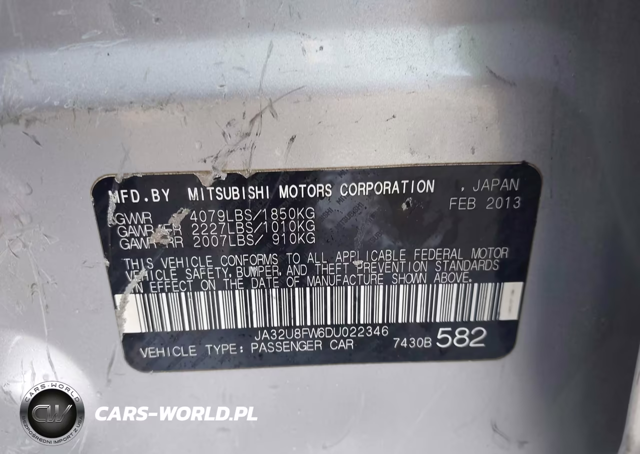 2013 Mitsubishi Lancer Gt VIN:JA32U8FW6DU022346 - 9