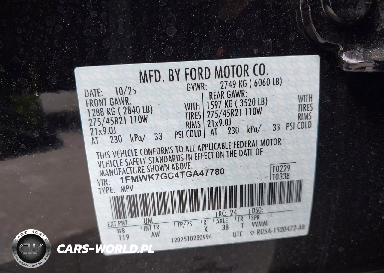 2026 Ford Explorer St VIN:1FMWK7GC4TGA47780 - 9