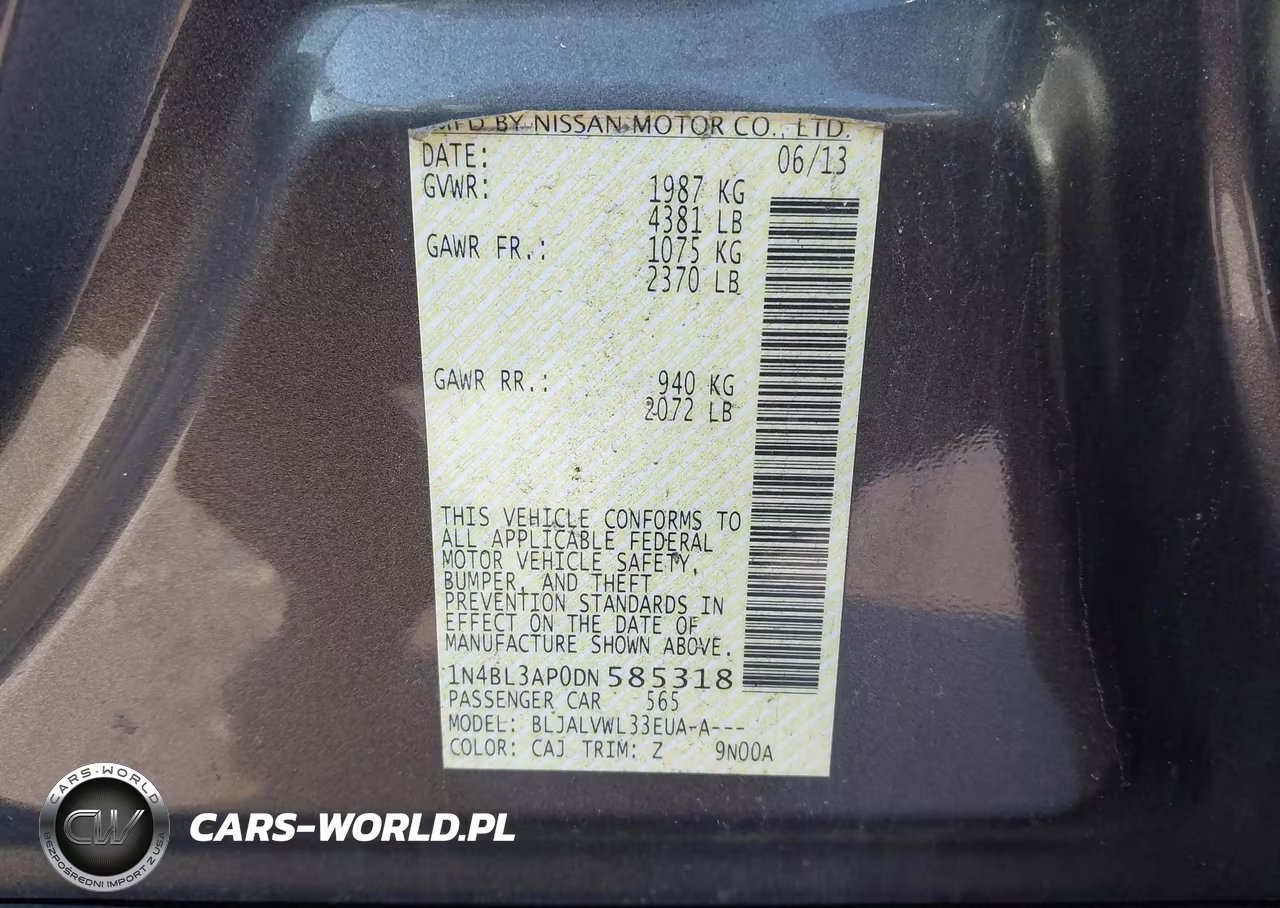 2013 Nissan Altima 3.5 Sl VIN:1N4BL3AP0DN585318 - 9