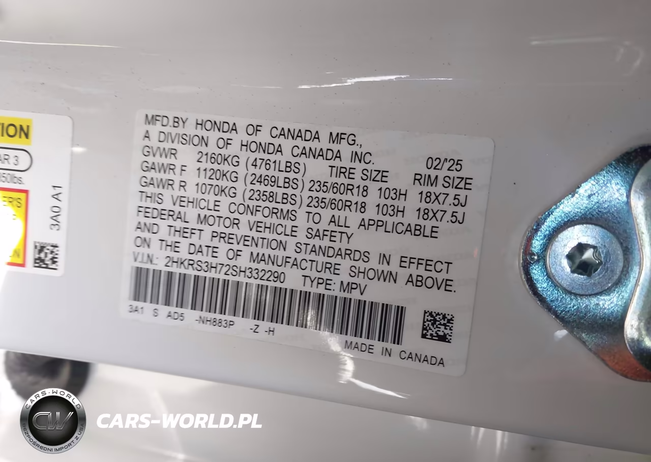 2025 Honda Cr-V Ex-L 2Wd VIN:2HKRS3H72SH332290 - 9