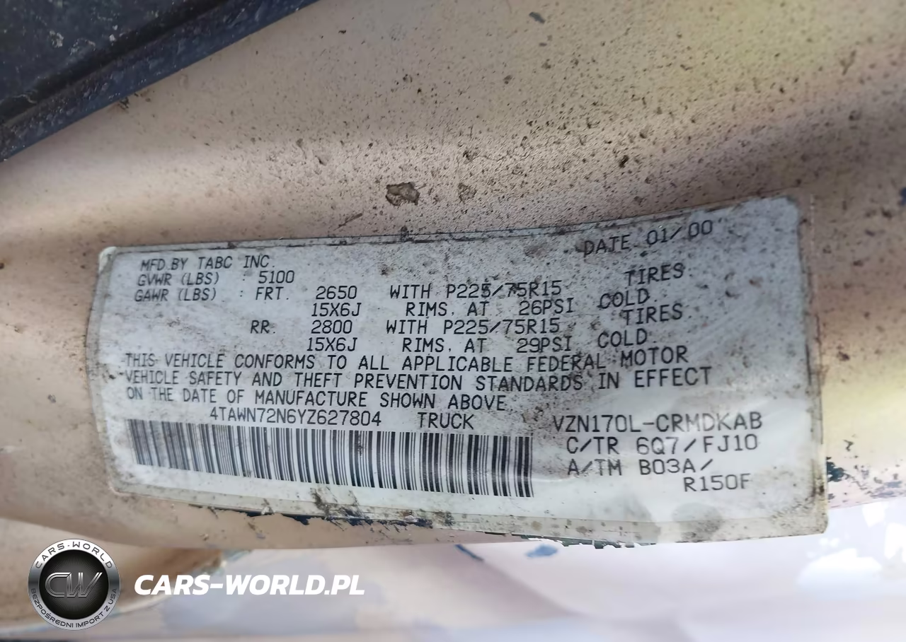 2000 Toyota Tacoma Base V6 VIN:4TAWN72N6YZ627804 - 9