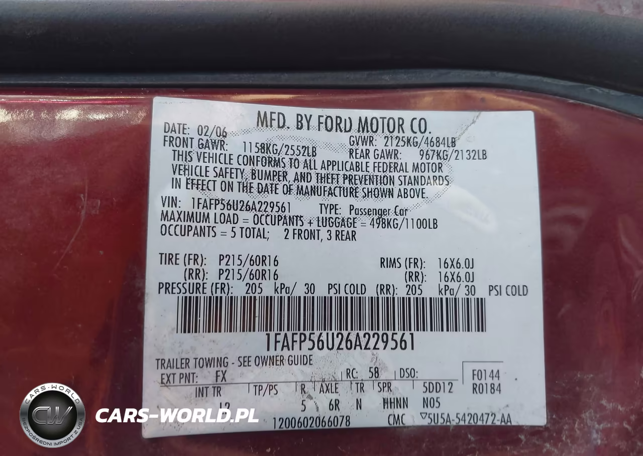2006 Ford Taurus Sel VIN:1FAFP56U26A229561 - 9