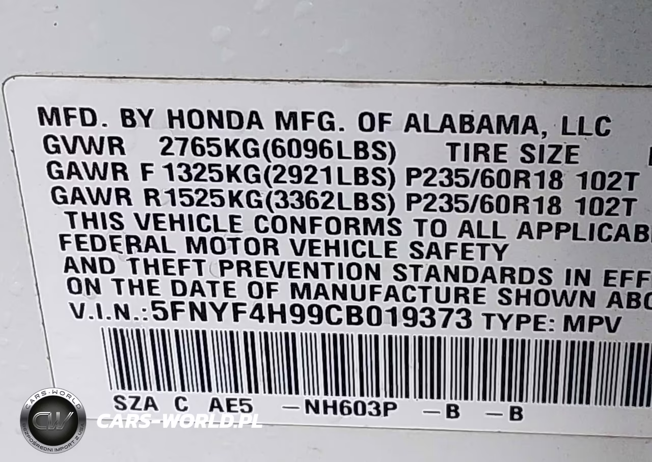 2012 Honda Pilot Touring VIN:5FNYF4H99CB019373 - 9