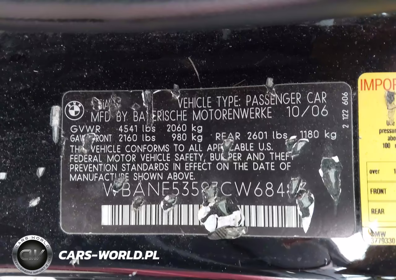 2007 BMW 525I VIN:WBANE53597CW68493 - 9