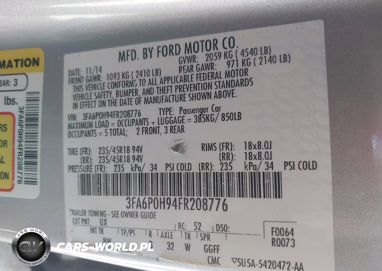 2015 Ford Fusion Se VIN:3FA6P0H94FR208776 - 9