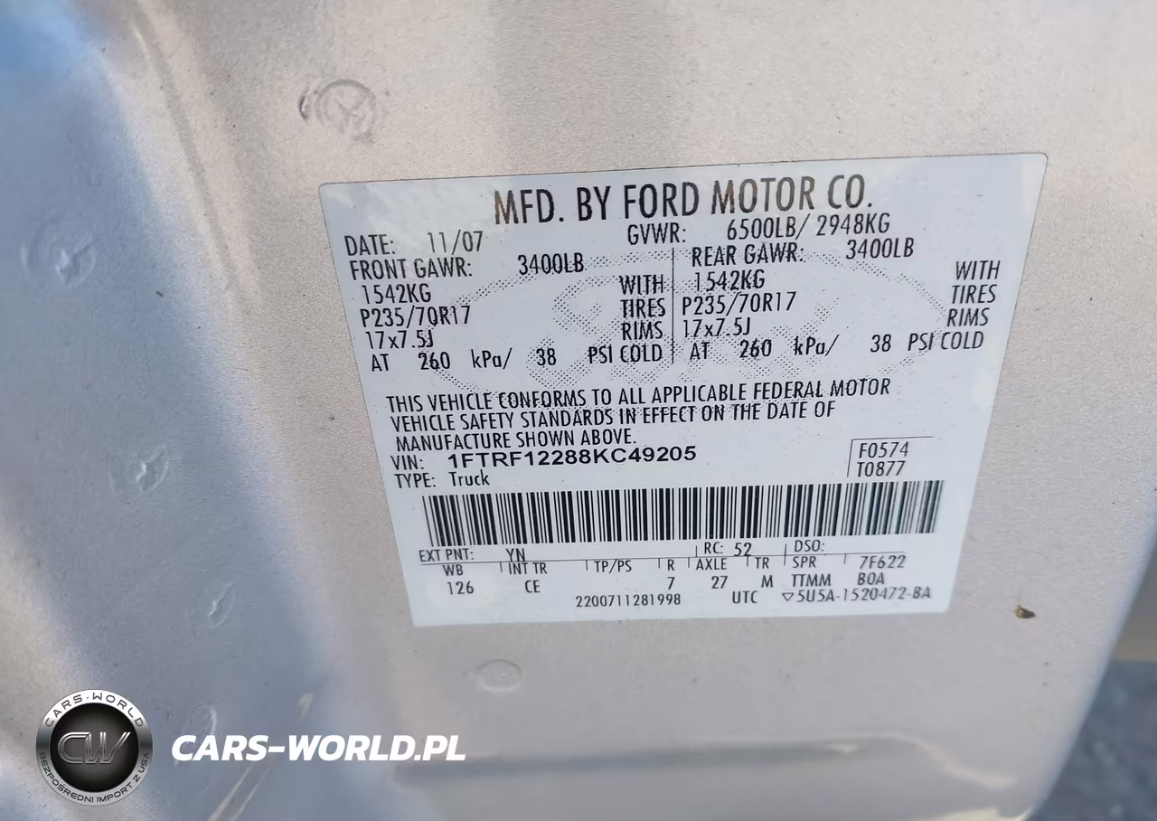 2008 Ford F-150 Stx-Xl-Xlt VIN:1FTRF12288KC49205 - 9