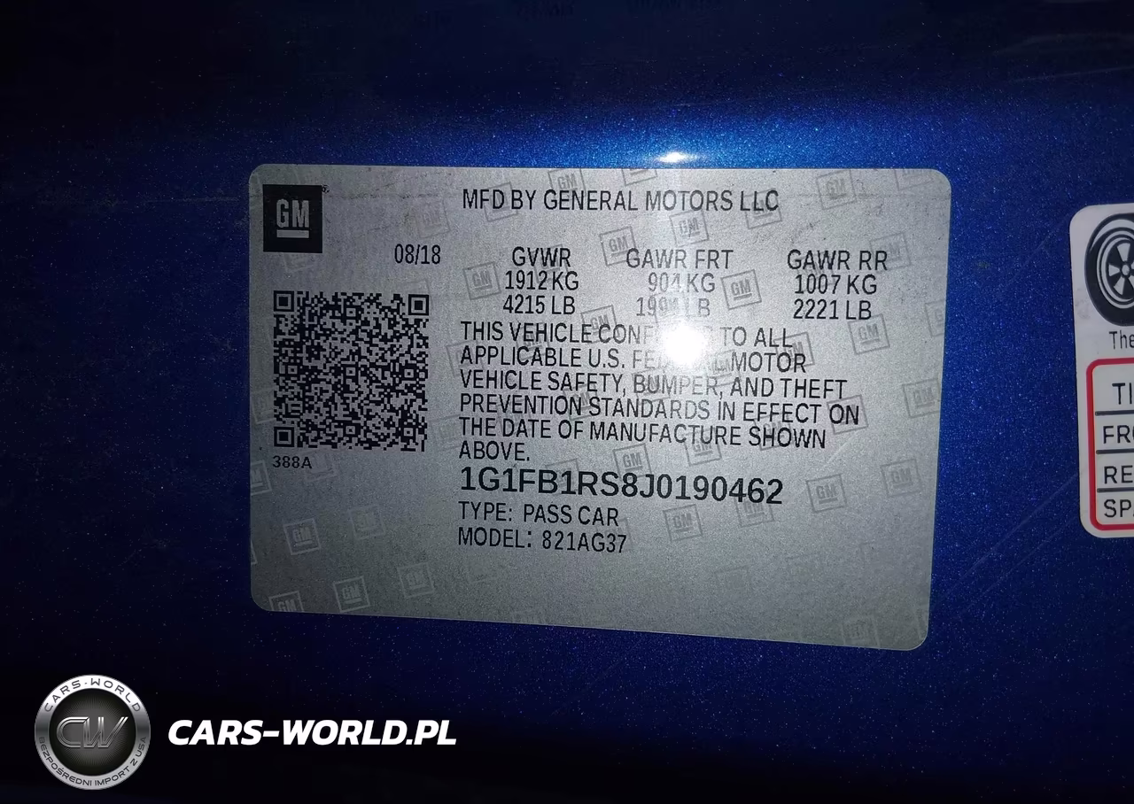 2018 Chevrolet Camaro 1Lt VIN:1G1FB1RS8J0190462 - 9