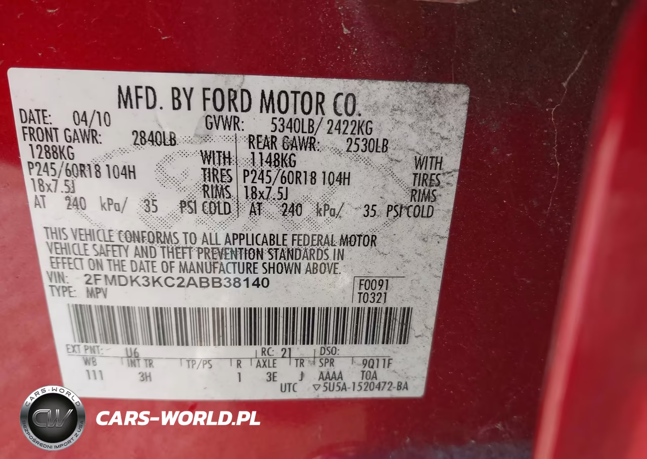 2010 Ford Edge Limited VIN:2FMDK3KC2ABB38140 - 9