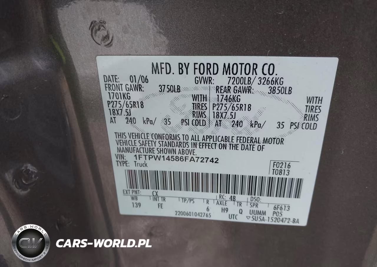 2006 Ford F-150 Fx4-Lariat-Xlt VIN:1FTPW14586FA72742 - 9