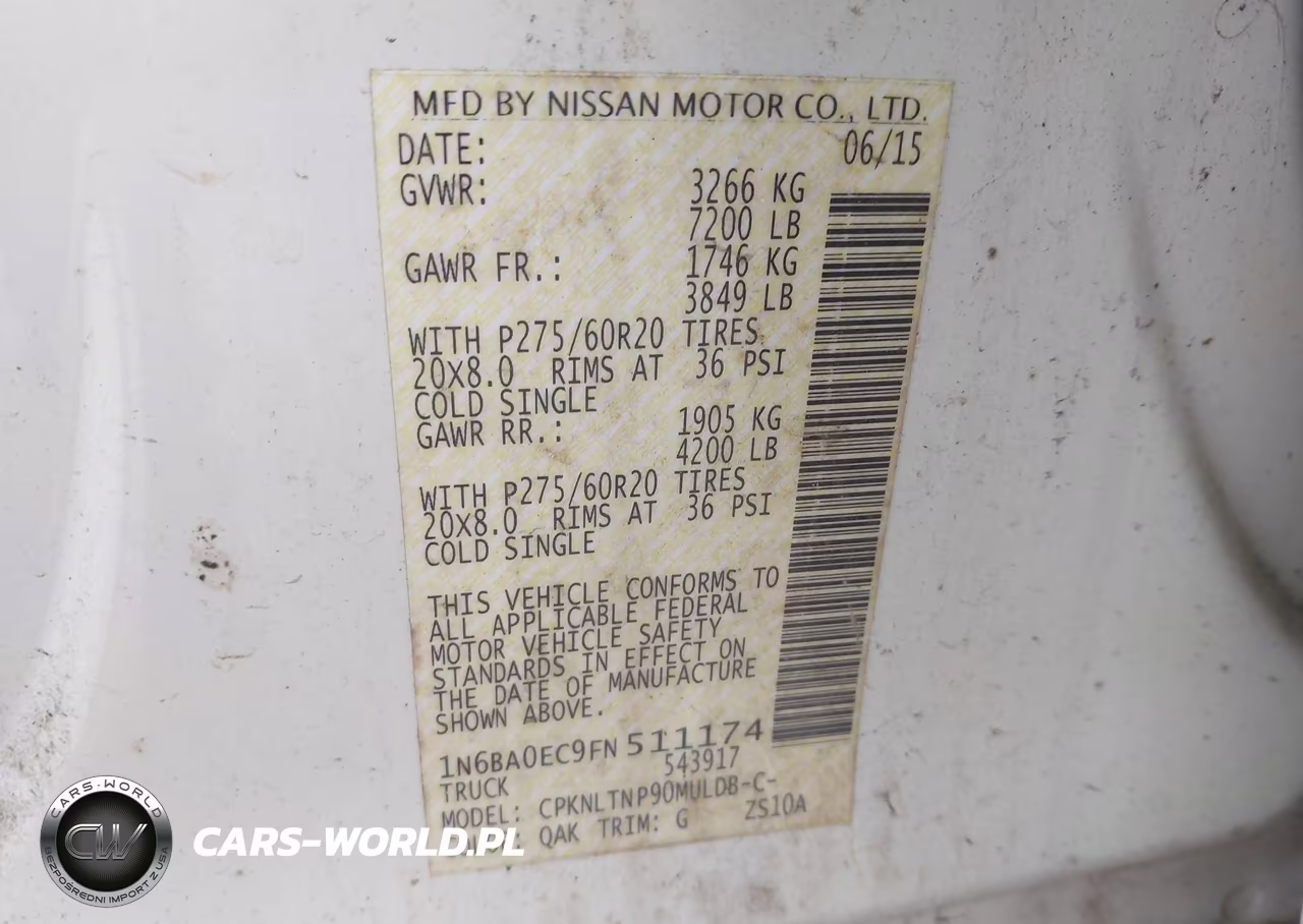 2015 Nissan Titan Sv VIN:1N6BA0EC9FN511174 - 9