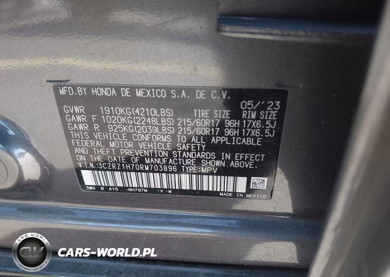 2024 Honda Hr-V VIN:3CZRZ1H70RM703896 - 9