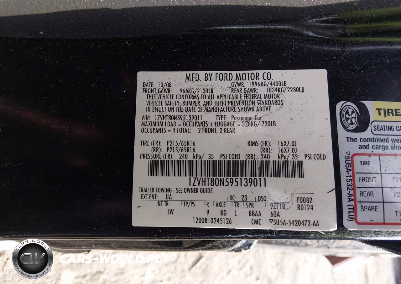 2009 Ford Mustang V6-V6 Premium VIN:1ZVHT80N595139011 - 9