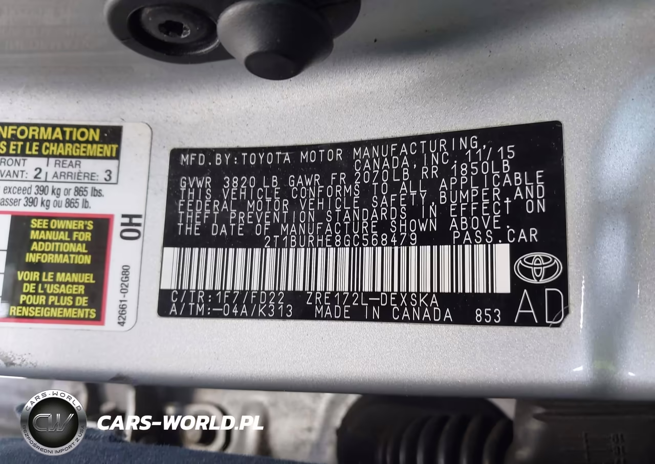 2016 Toyota Corolla S Plus VIN:2T1BURHE8GC568479 - 9