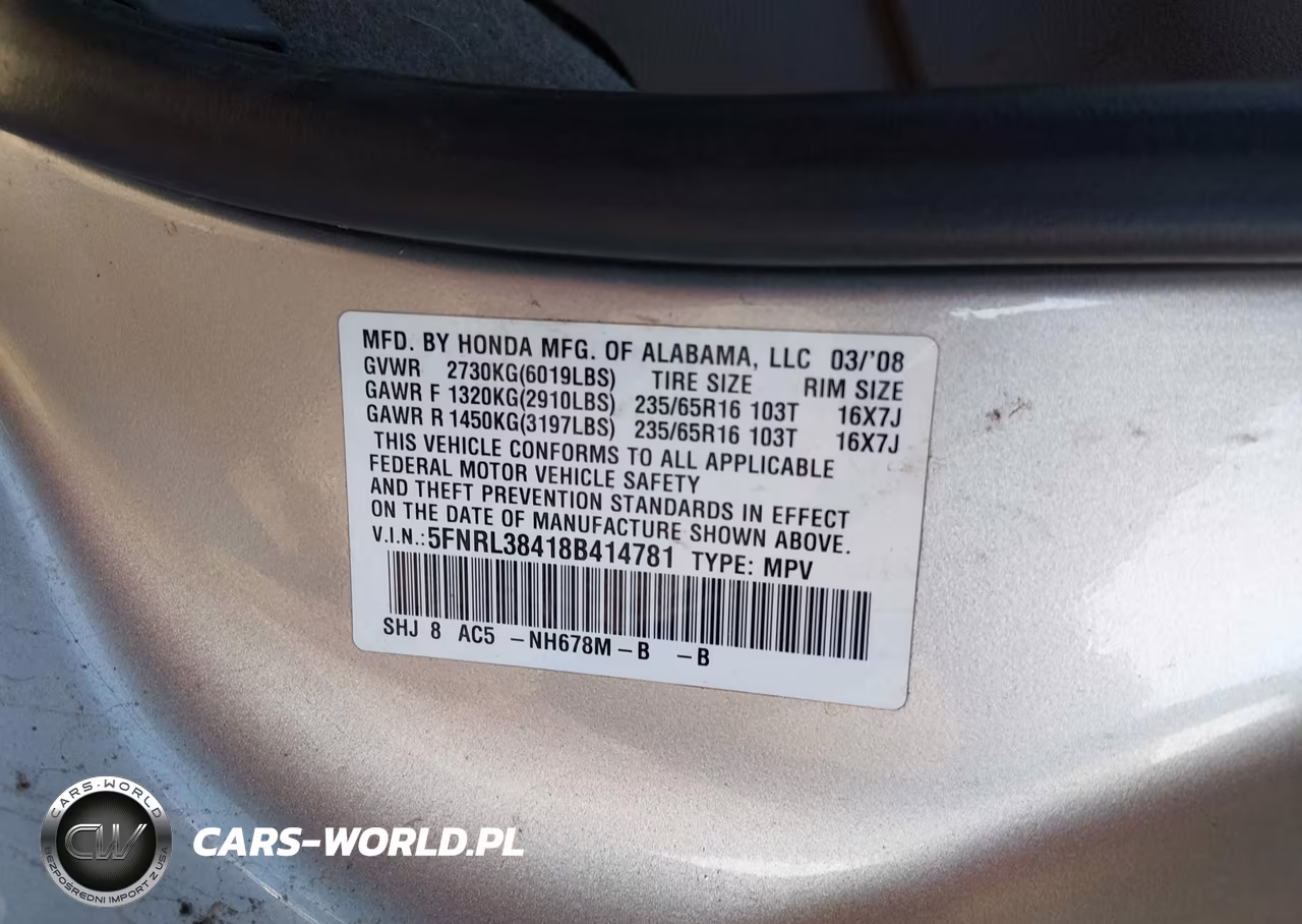 2008 Honda Odyssey Ex VIN:5FNRL38418B414781 - 9