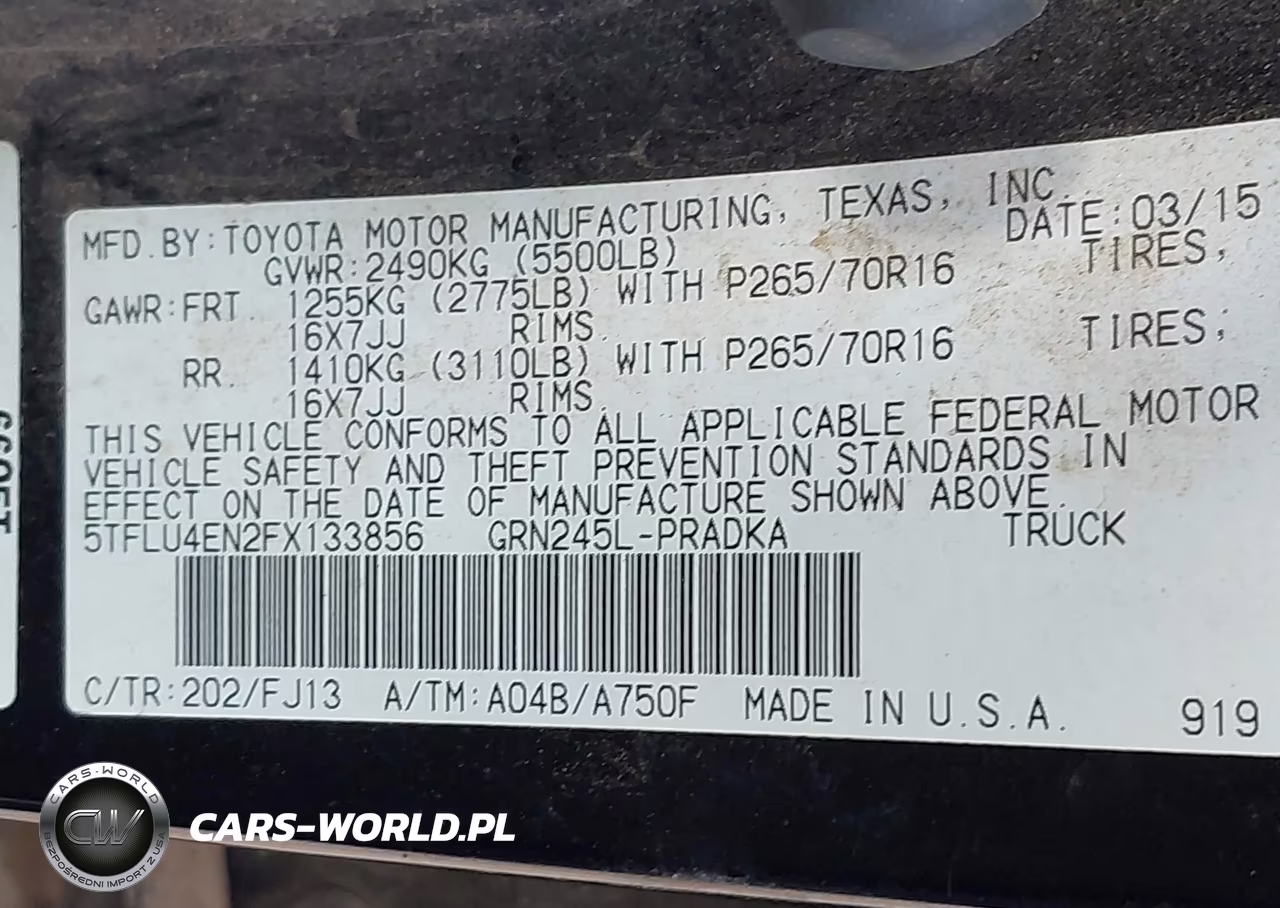 2015 Toyota Tacoma Base V6 VIN:5TFLU4EN2FX133856 - 9