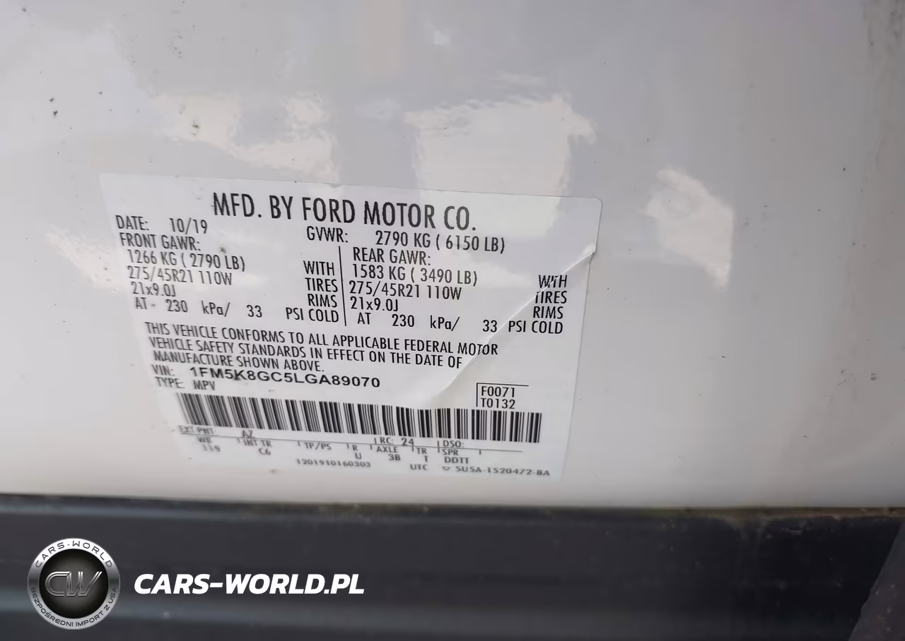 2020 Ford Explorer St VIN:1FM5K8GC5LGA89070 - 9