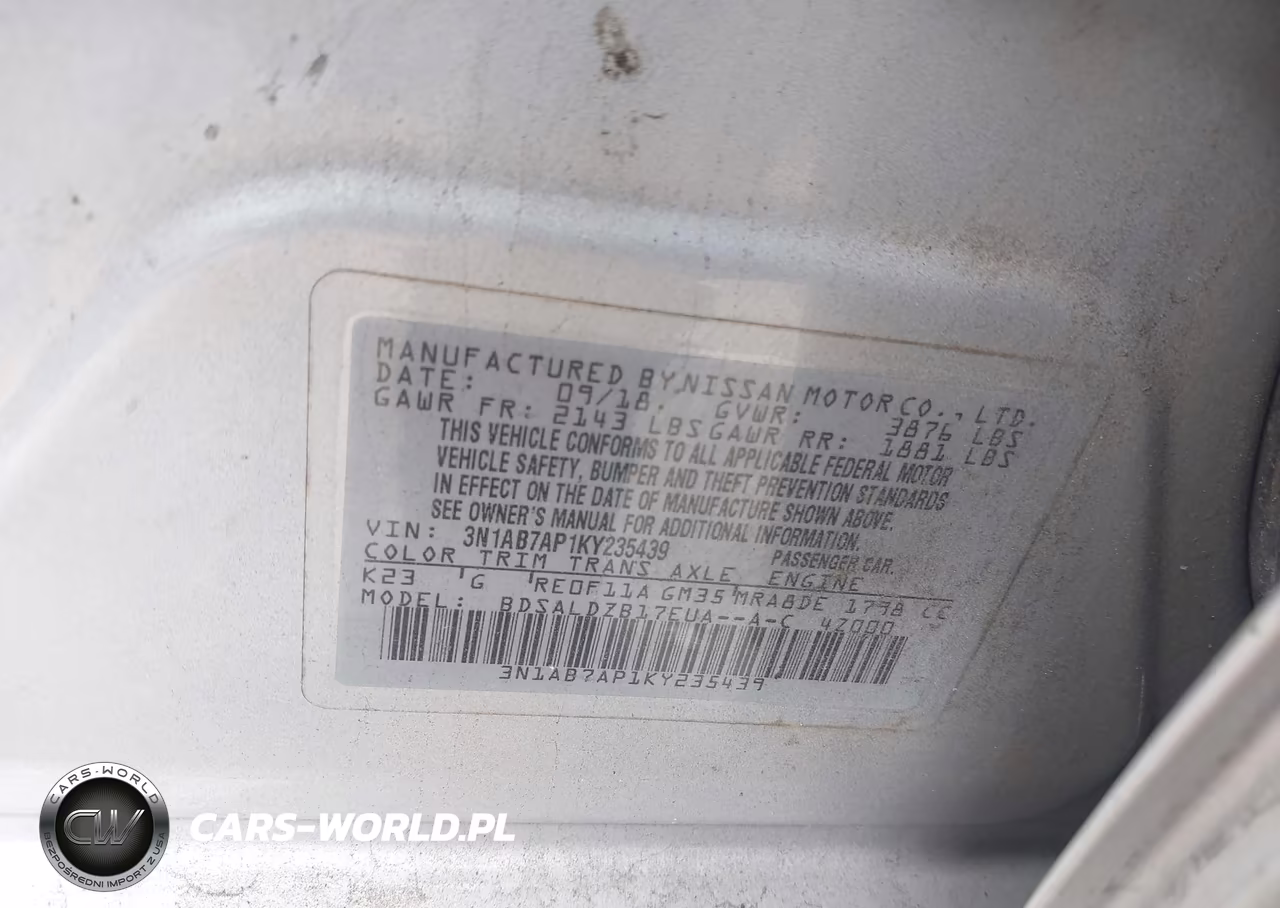 2019 Nissan Sentra Sv VIN:3N1AB7AP1KY235439 - 9