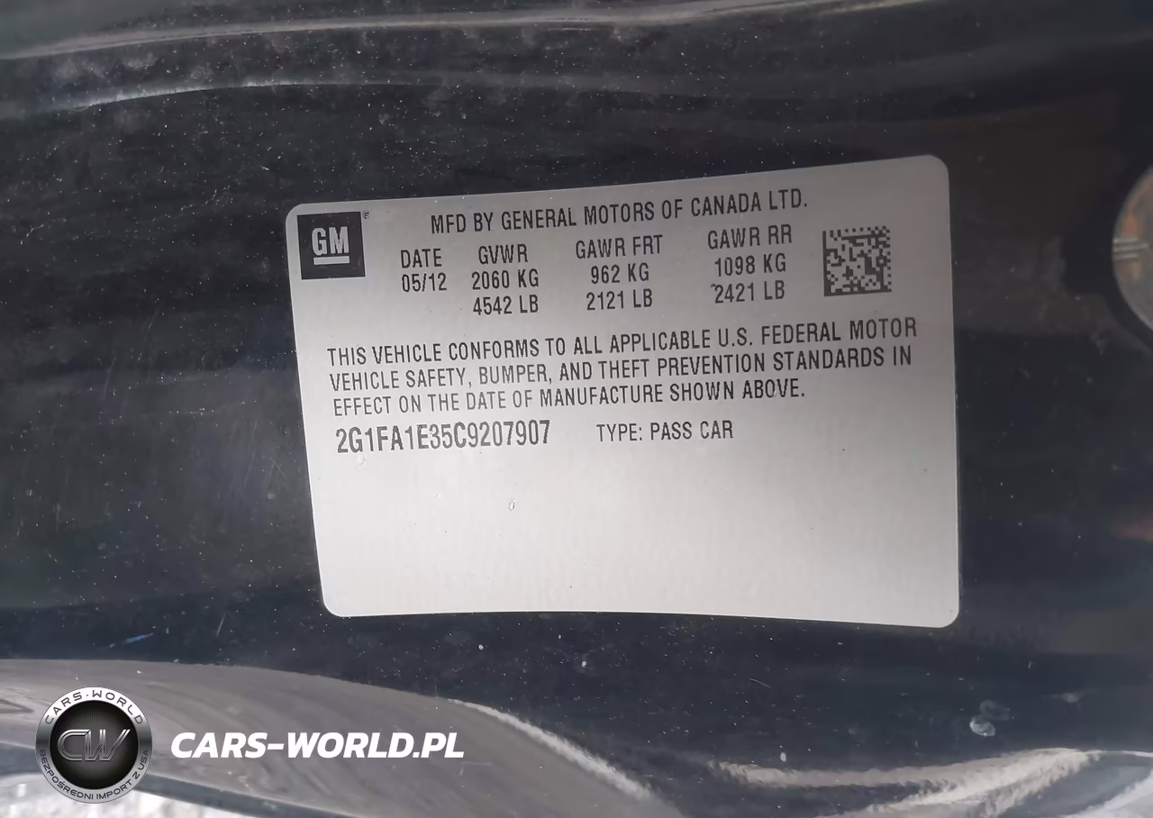 2012 Chevrolet Camaro 2Ls VIN:2G1FA1E35C9207907 - 9