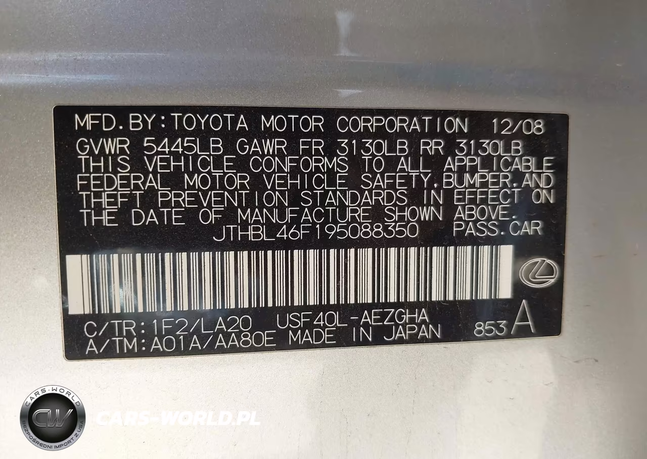 2009 Lexus Ls 460 VIN:JTHBL46F195088350 - 9