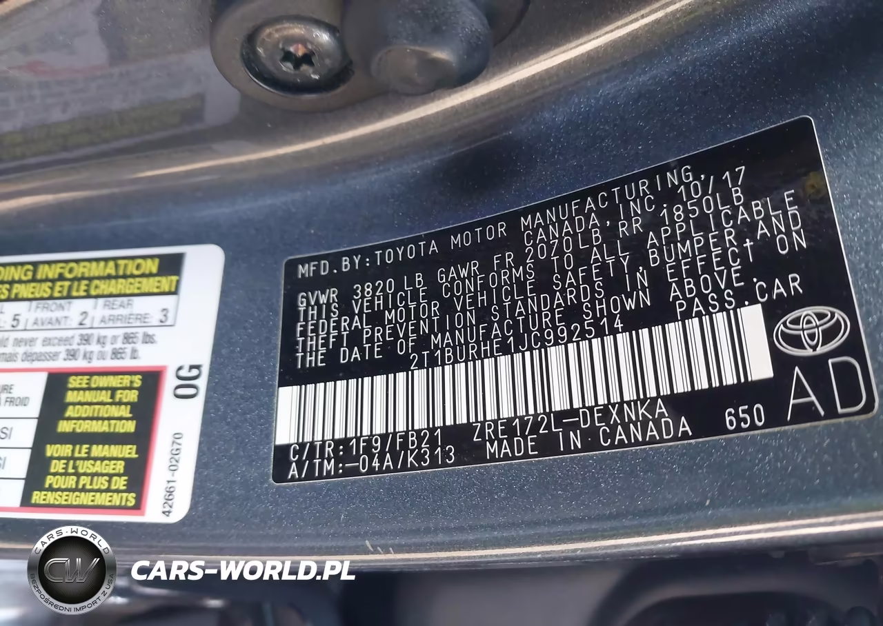 2018 Toyota Corolla Le VIN:2T1BURHE1JC992514 - 9