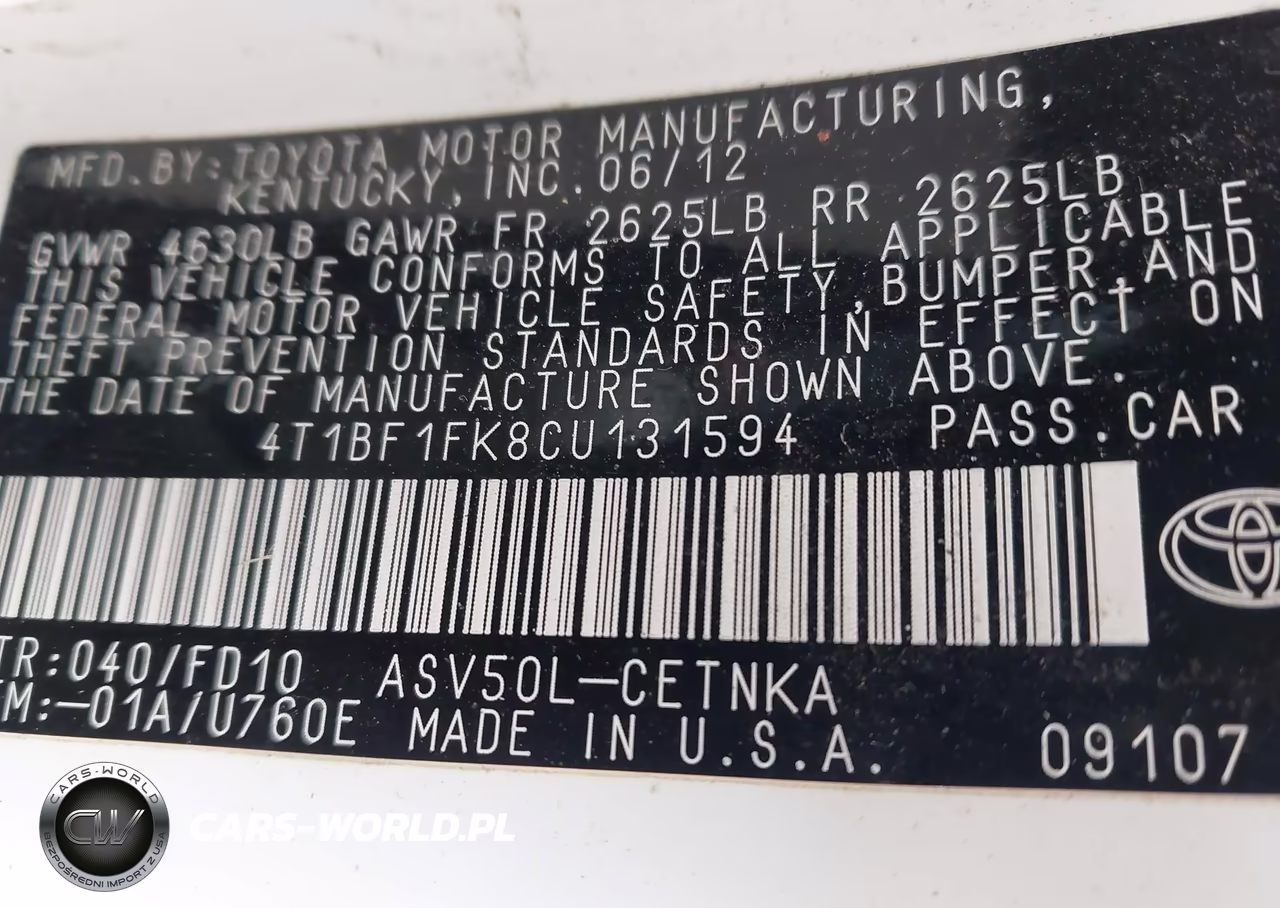 2012 Toyota Camry Le VIN:4T1BF1FK8CU131594 - 9
