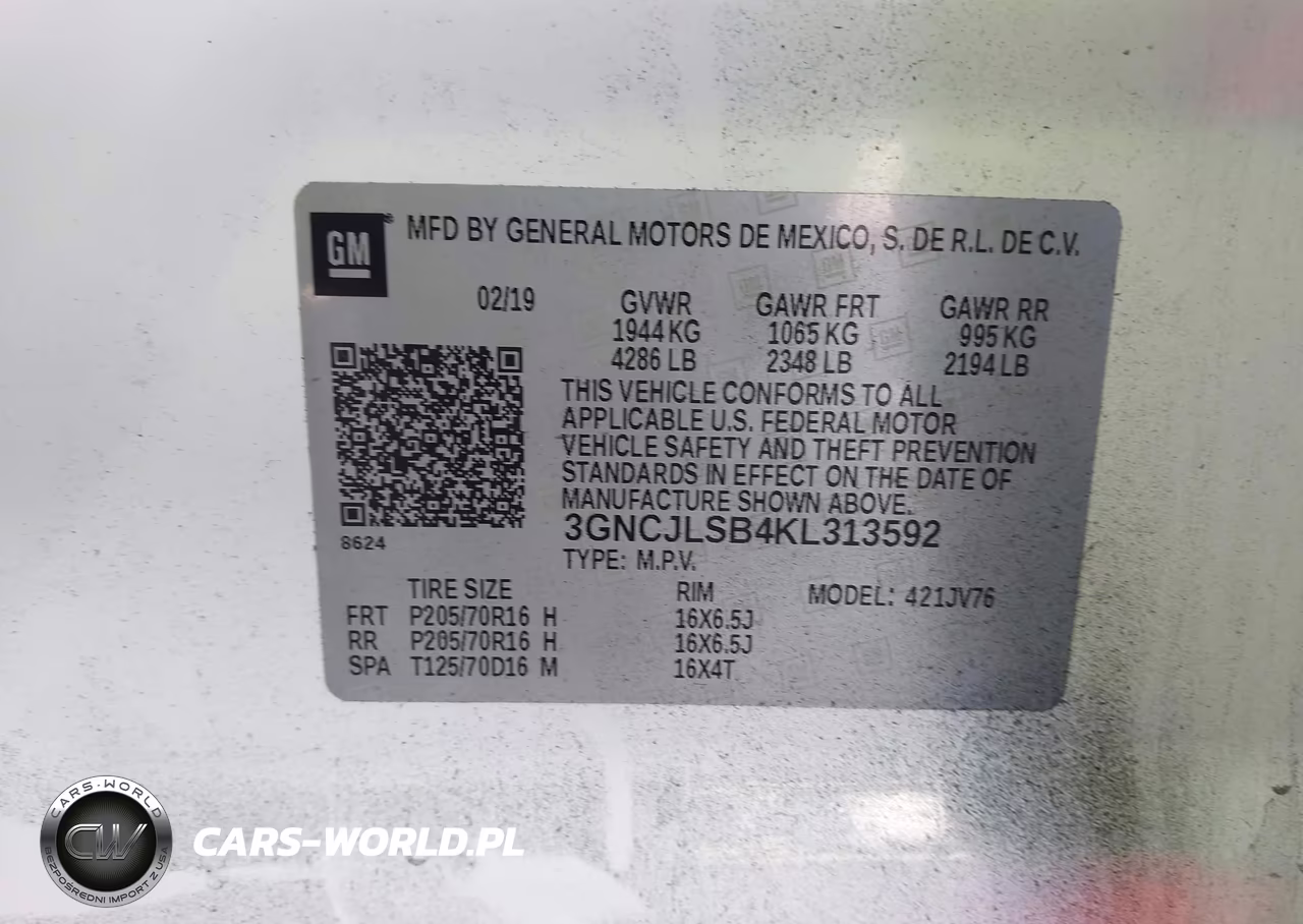 2019 Chevrolet Trax Lt VIN:3GNCJLSB4KL313592 - 9
