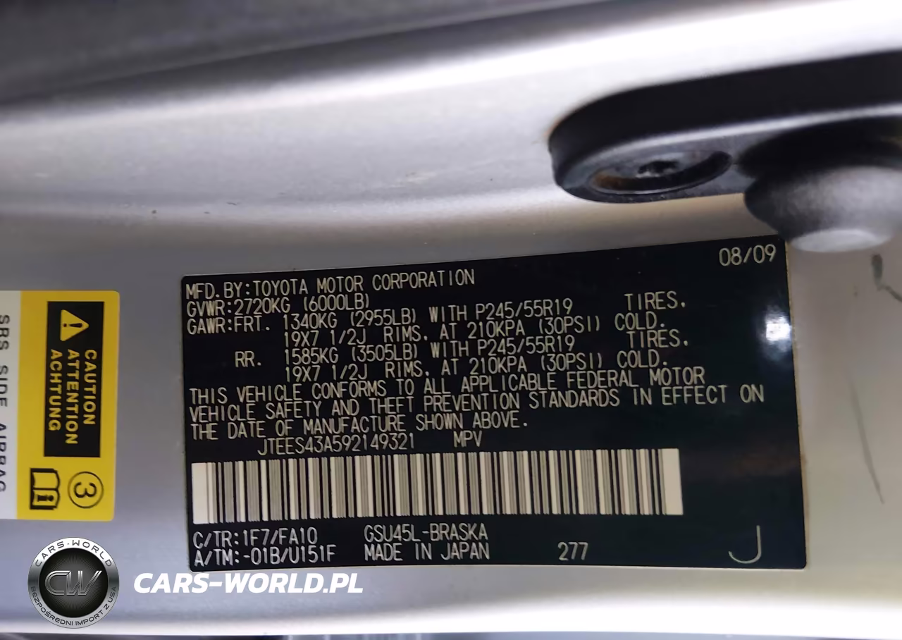 2009 Toyota Highlander Sport VIN:JTEES43A592149321 - 9