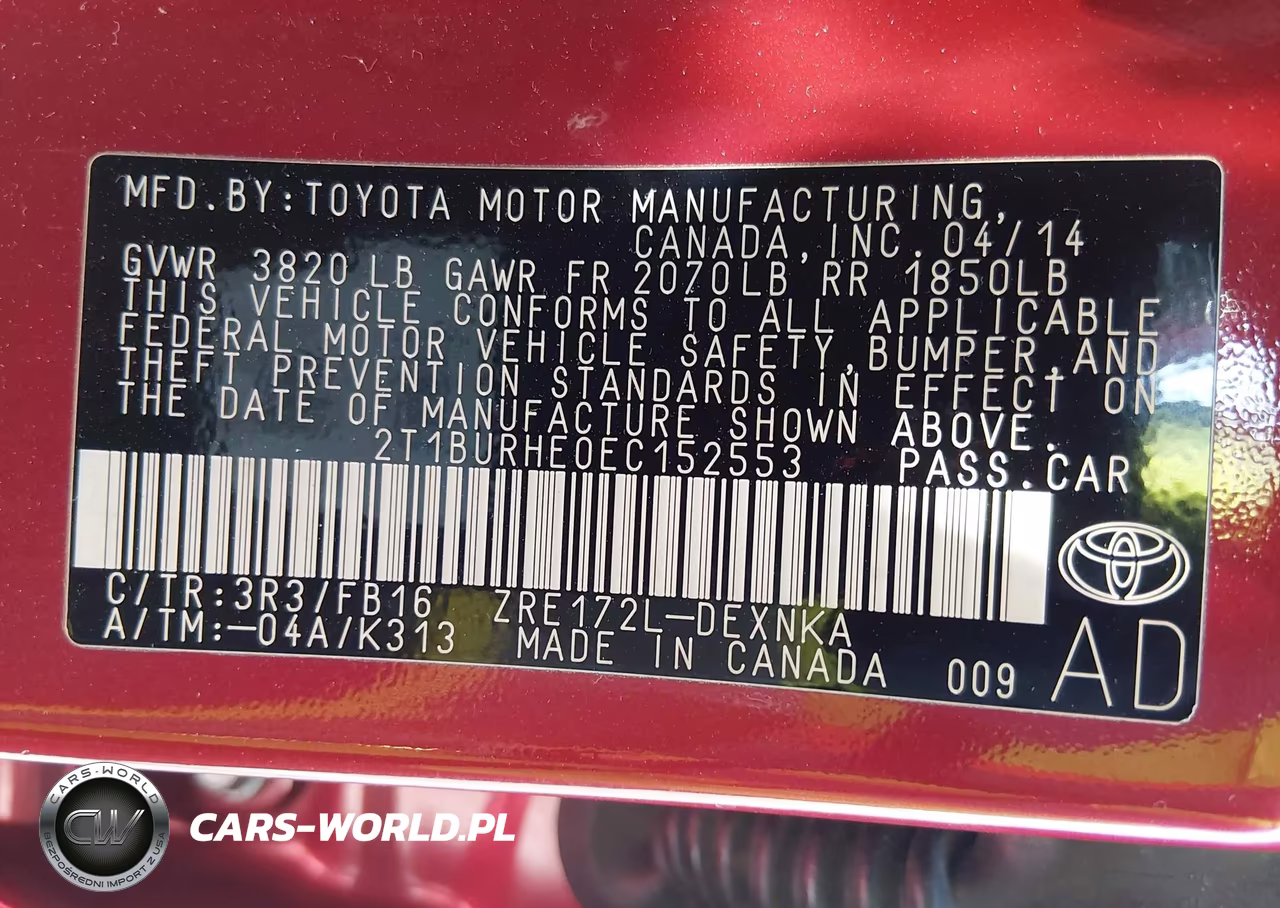 2014 Toyota Corolla Le VIN:2T1BURHE0EC152553 - 9