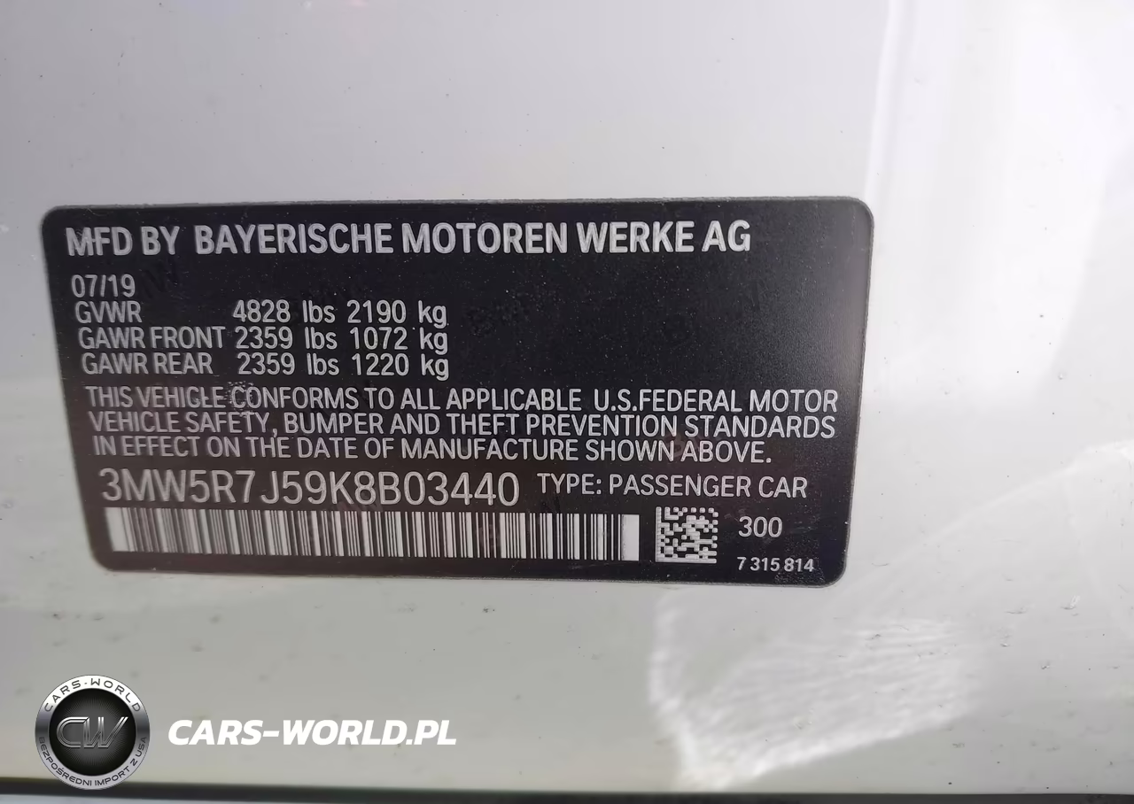 2019 BMW 330I xDrive VIN:3MW5R7J59K8B03440 - 9