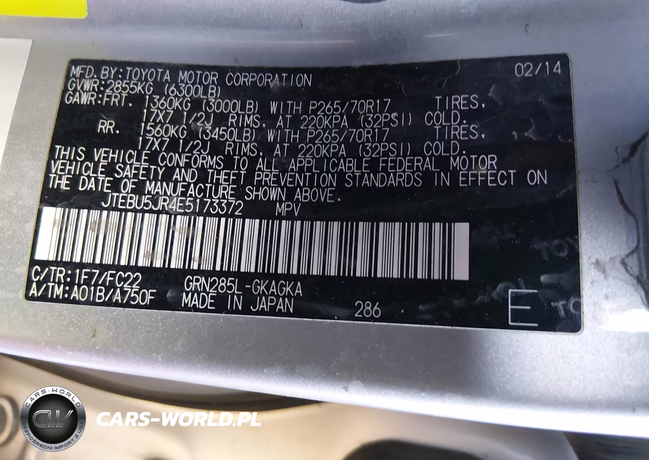 2014 Toyota 4Runner Trail VIN:JTEBU5JR4E5173372 - 9