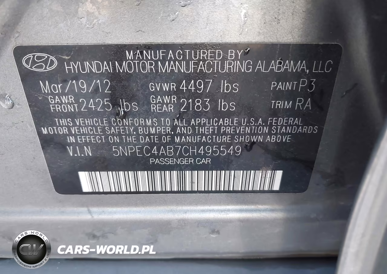 2012 Hyundai Sonata Se 2.0T VIN:5NPEC4AB7CH495549 - 9