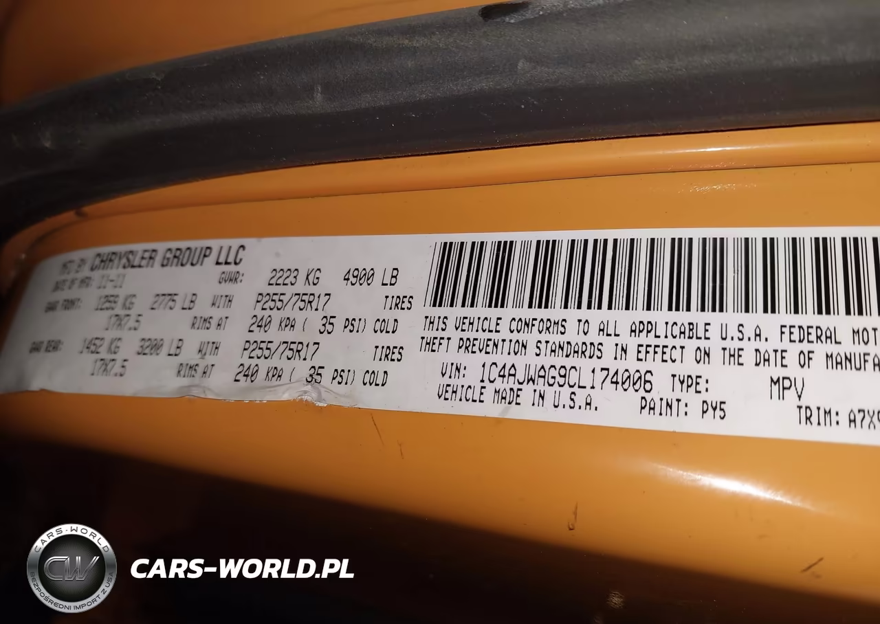 2012 Jeep Wrangler Sport VIN:1C4AJWAG9CL174006 - 9