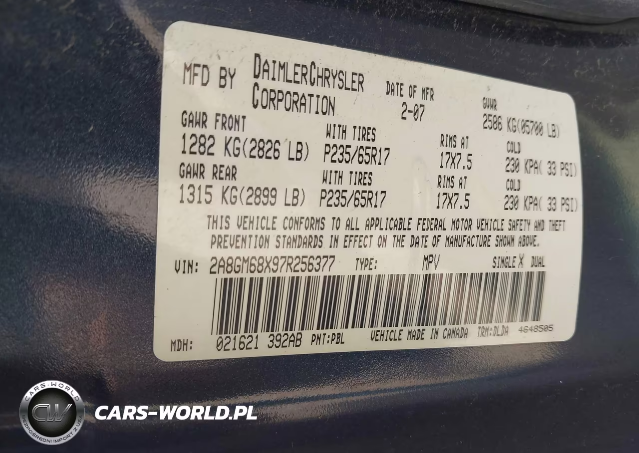2007 Chrysler Pacifica Touring VIN:2A8GM68X97R256377 - 9