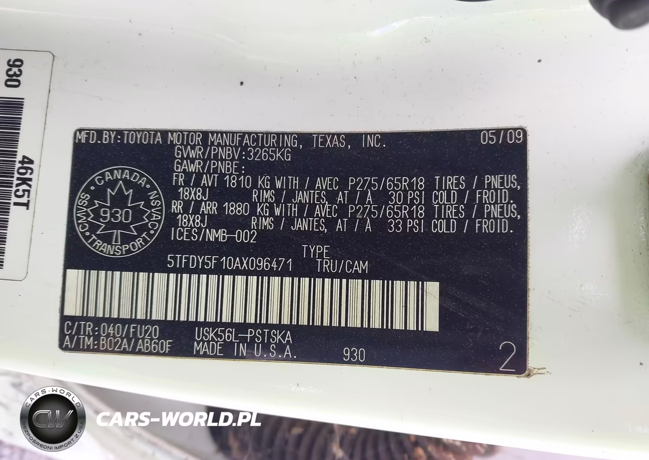 2010 Toyota Tundra Sr5 5.7L V8 VIN:5TFDY5F10AX096471 - 9