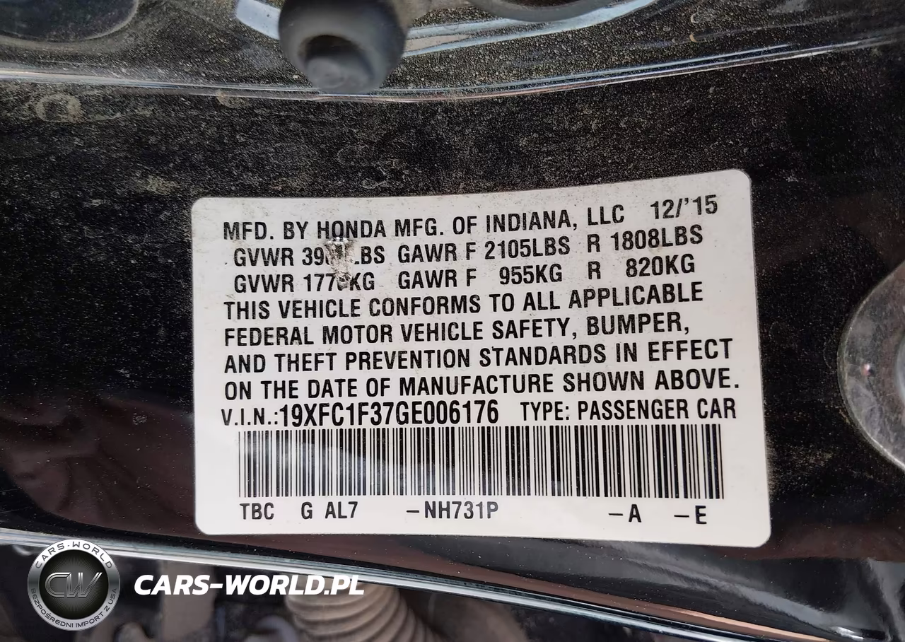 2016 Honda Civic Ex-T VIN:19XFC1F37GE006176 - 9