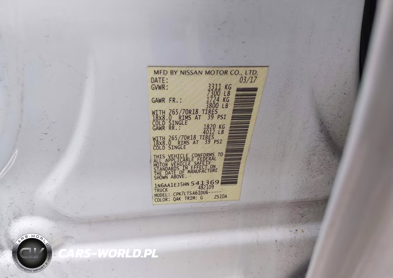 2017 Nissan Titan Sv VIN:1N6AA1EJ5HN541369 - 9