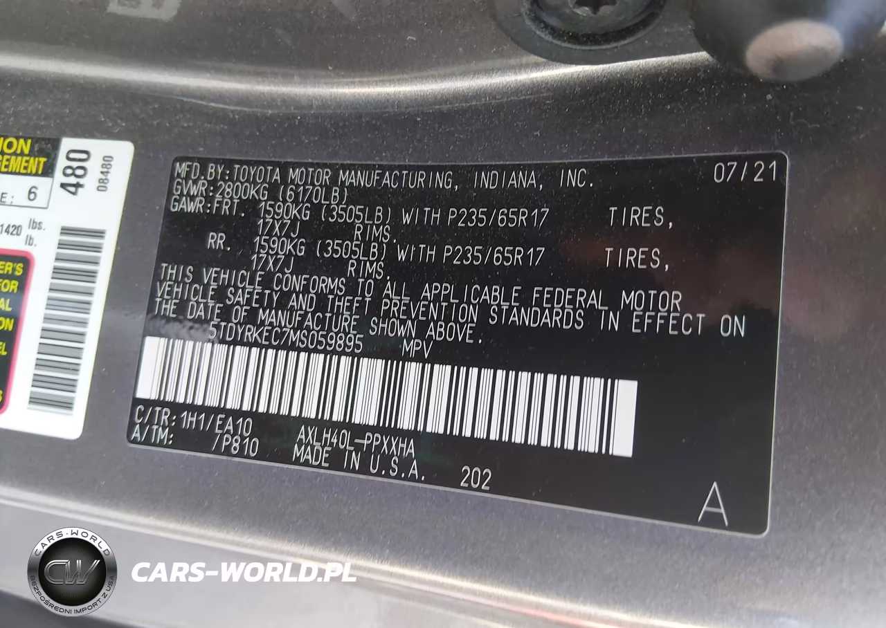 2021 Toyota Sienna Xle VIN:5TDYRKEC7MS059895 - 9